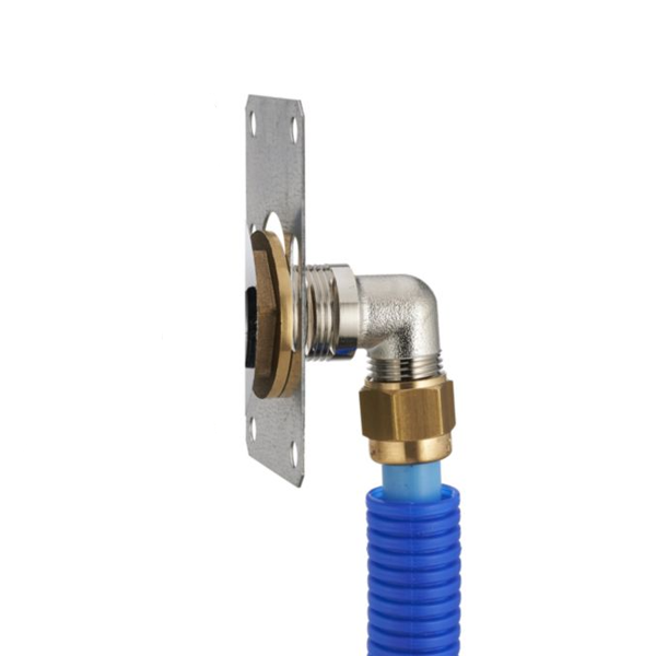 Platine de fixation mural double pour tube PER à compression - Fix System - Diamètre 16 mm - Sorties mâles 20 x 27