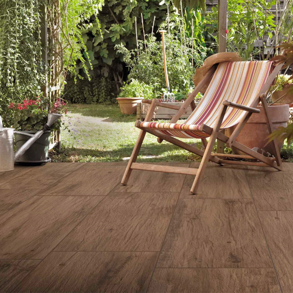 Carrelage extérieur antidérapant imitation bois - Woodmania - Caramel - 120 CM x 40 CM - Ép.20 MM