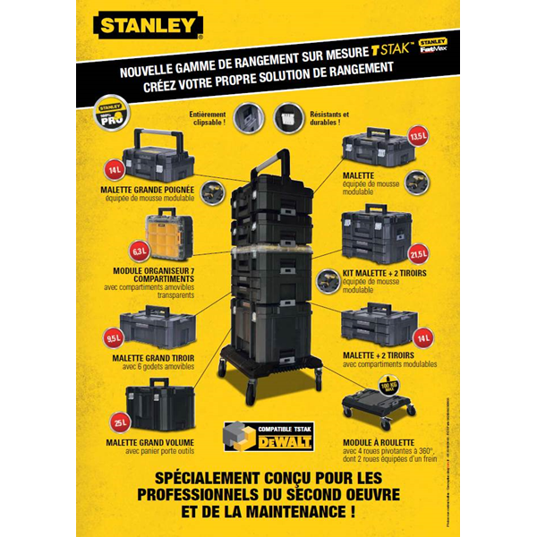 Valise d'outillage non équipée Stanley TSTAK L44 x l33 x H33 cm