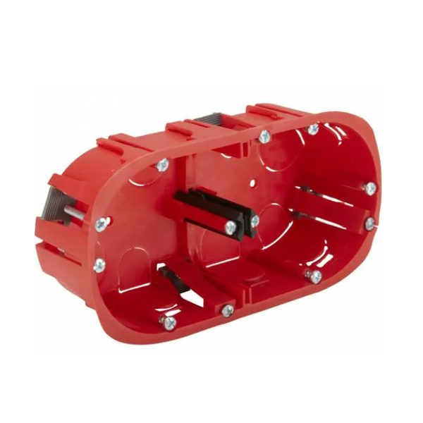Boite d'appareillage cloisons creuses - Double - Diamètre 67 mm - Profondeur 40 mm - Rouge