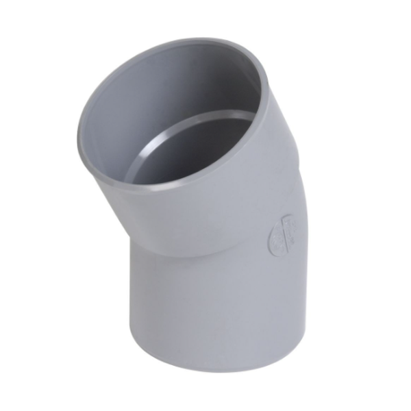 Coude simple mâle/femelle Nicoll pour l'évacuation - Degré angle 30° - Diamètre 80 mm - PVC -  Gris