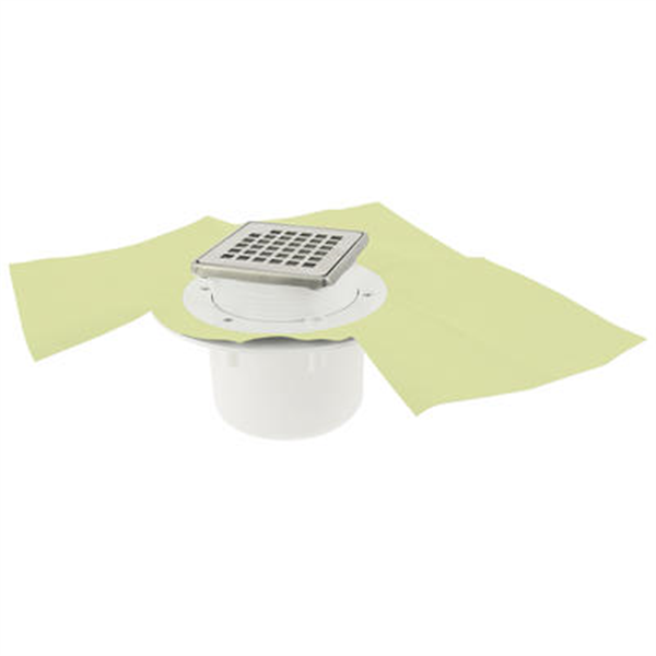 Siphon PVC pour sol carrelé Diam. 50/63 mm avec grille et cadre inox 304 - Sortie ver