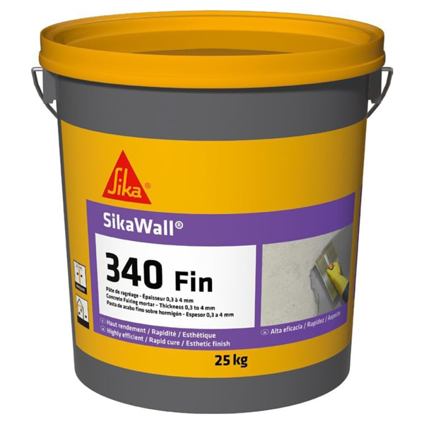 Ragréage mural pour murs et plafonds en béton - SikaWall 340 Fin - sac de 25,0 KG
