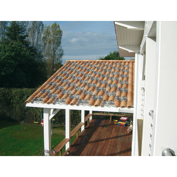 Tuile en verre grand moule à fort galbe - Plein Ciel - translucide - 42 x 33 cm