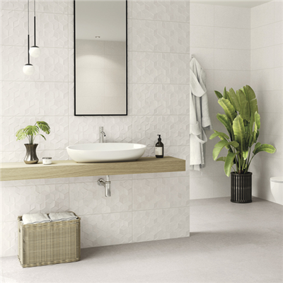 Faïence murale effet pierre avec relief Edilis Evora - 60,0 cm x 30,0 cm - ép. 8,5 mm - Blanc