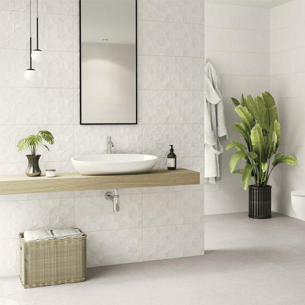 Faïence murale effet pierre avec relief Edilis Evora - 60,0 CM x 30,0 CM - ép. 8,5 MM - Blanc