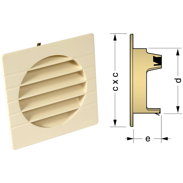 Grille de ventilation spécial façade pour tubes PVC avec moustiquaire - ⌀ 100 mm - Passage d'air 37 cm² - Beige