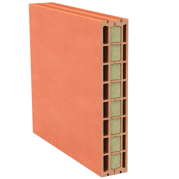 Brique de cloison à alvéole centrale isolée Biobric Isophon - R = 0,81 m².K/W - 550 MM x 500 MM - ép. 98,0 MM