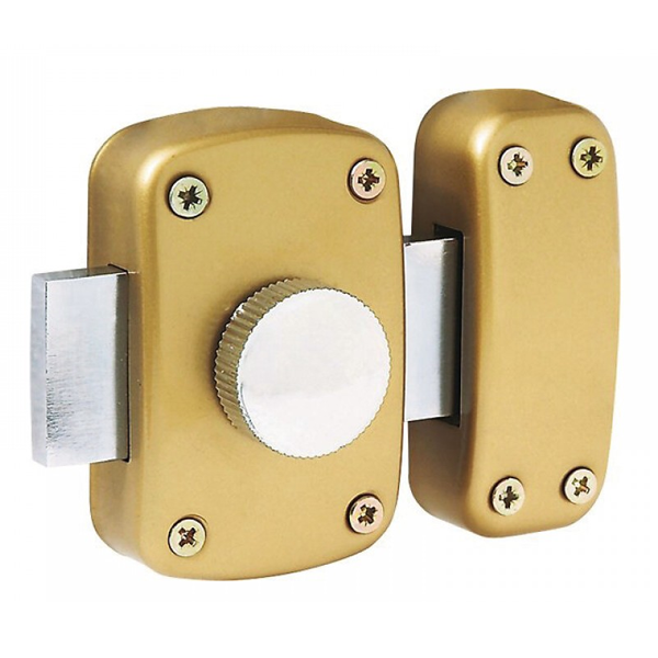 Verrou de porte à bouton avec cylindre européen 40 mm - Basik Abus Bronze -  avec visserie 3 clés et cache de finition