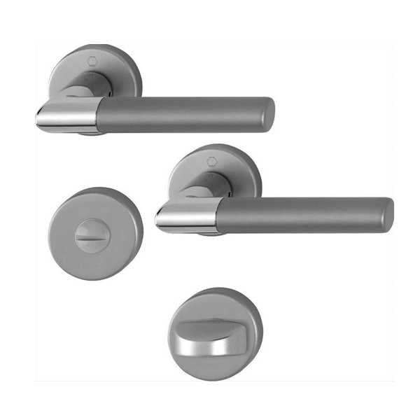 Ensemble sur rosace clé à condamnation - Lecce Hoppe - aluminium inox mat porte de 40 mm carré 7 mm