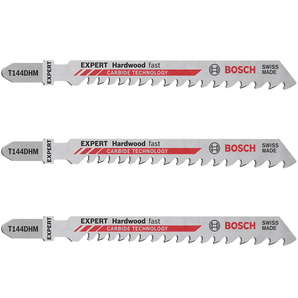 Lame scie sauteuse Bosch T144DHM Expert Hardwood Fast pour bois et composite -  lot de 3