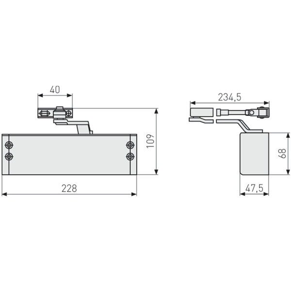 Ferme-porte à bras Abus 7603 à 3 forces de fermeture pour porte d'entrée de 110 cm max - 180° - coloris brun