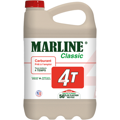 Carburant prêt à l'emploi pour moteurs 4 temps - Marline Classic 4T - Super carburant 95E5 + additif - Bidon de 5 litres