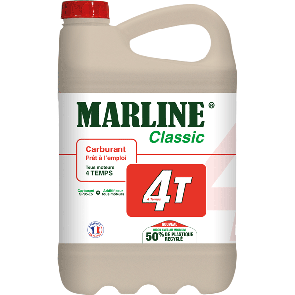 Carburant prêt à l'emploi pour moteurs 4 temps - Marline Classic 4T - Super carburant 95E5 + additif - Bidon de 5 litres