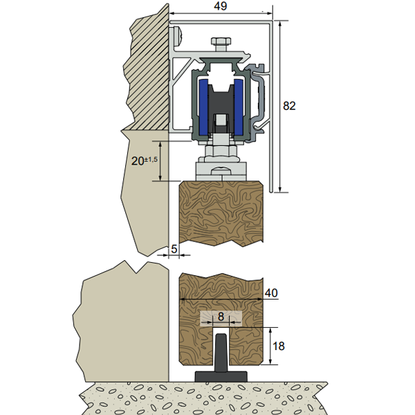 Bandeau à clipser Mantion 13041/300 pour rail SAF-Évolution - fixation murale - longueur 3,00 M