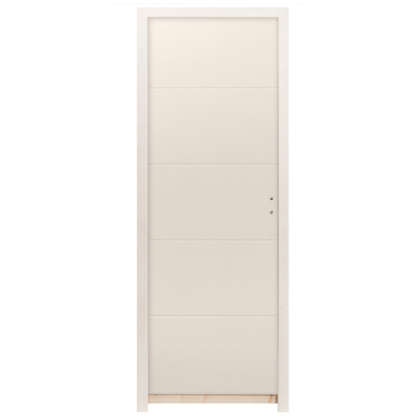 Bloc-porte alvéolaire rainuré prépeint chant droit - Huisserie 88/56 et joint confort - serrure PDDT - Quattro Chauvat Portes - 204 CM x 83 CM - Poussant gauche