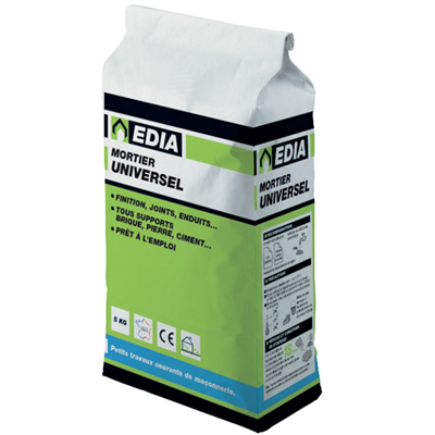 Mortier universel Edia pour travaux courants de maçonnerie sac de 5 kg