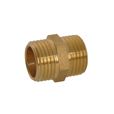 Raccord pour pompe à eau - Mamelon droit égal double mâle 15 x 21 1/2" - Fitt - Laiton