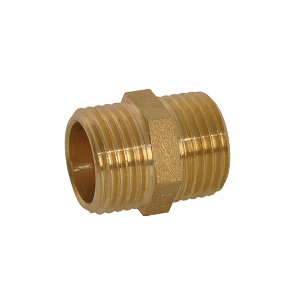 Raccord pour pompe à eau - Mamelon droit égal double mâle 15 x 21 1/2" - Fitt - Laiton