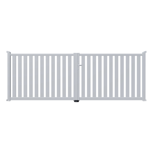 Portail aluminium sur mesure Intiméclo - Inti 20 Dagan - Battant ou coulissant - Aspect au choix avec barreaudage vertical 100 mm