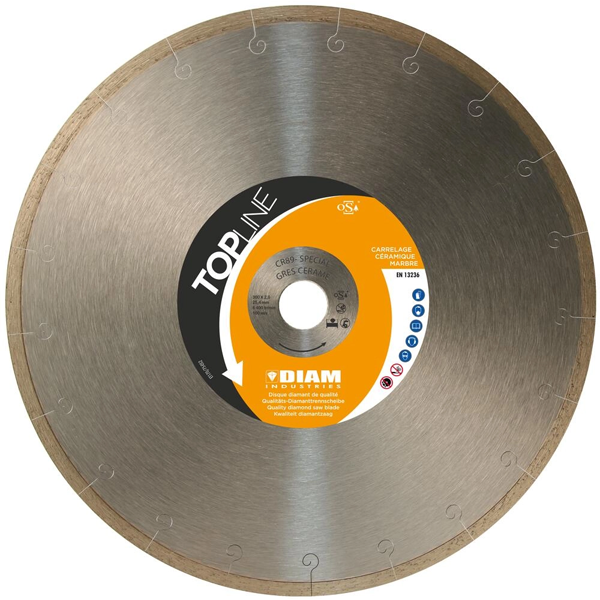 Disque diamant pour dalles et carrelages très durs - CR89 Diam industrie - Ø250,0 MM x 25,40 MM