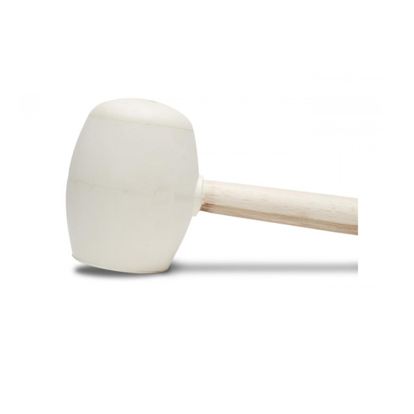 Maillet tête ronde et plate - Rubi - Longueur 33 cm - Manche en bois - Caoutchouc blanc - 500 grammes