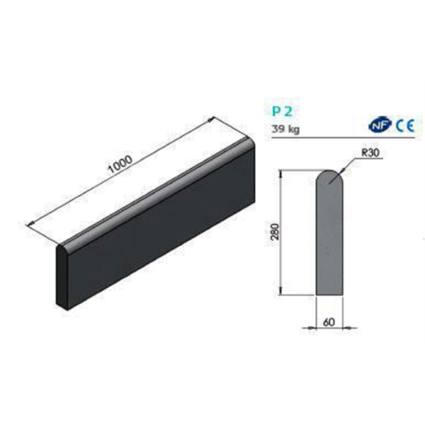 BORDURE P2 100CM CL.T     GRIS