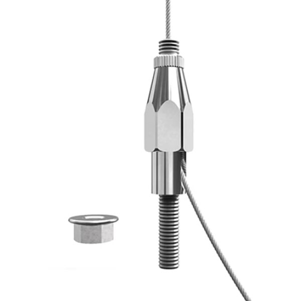 Suspention rapide de primaire SRP Gripple - galet autobloquant avec câble 5,00 m et embout fileté M6 x 30 mm -  Seau de 10 pièces
