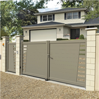 Portail aluminium sur mesure Planet CT 67 - Battant ou coulissant - Ajourage au choix avec remplissage horizontal 130 x 20 mm