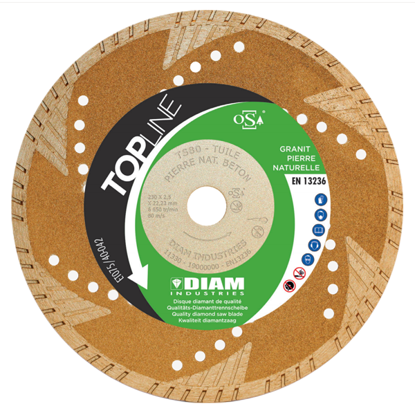 Disque diamant granit, béton et tuile Ø230 mm x 22,23 mm - TS80230 Diam Industries