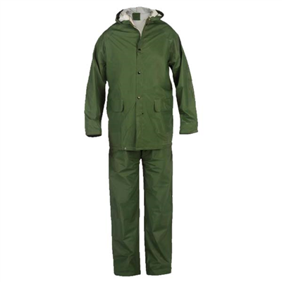 Ensemble de pluie PVC veste et pantalon étanches coloris vert PBV – Taille XL