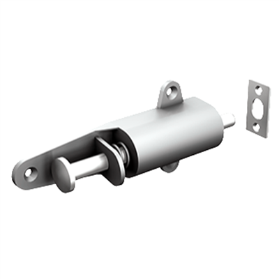 Verrou de volet métal nickelé brossé avec gâche