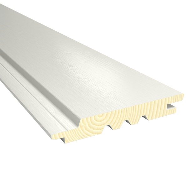 Bardage peint et saturé en sapin du Nord - profil Inca - Cirrus - 20 mm x 125 mm x 4,46 m
