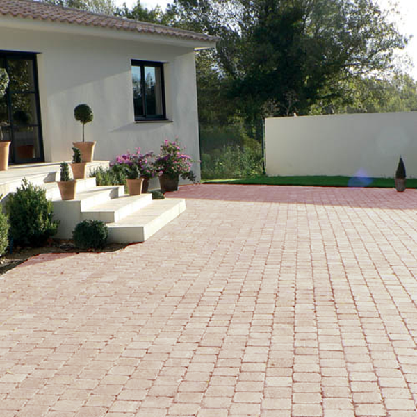 Pavé béton décoratif vieilli - Médiéval - Flammé - 16 CM x 16 CM - 60 MM