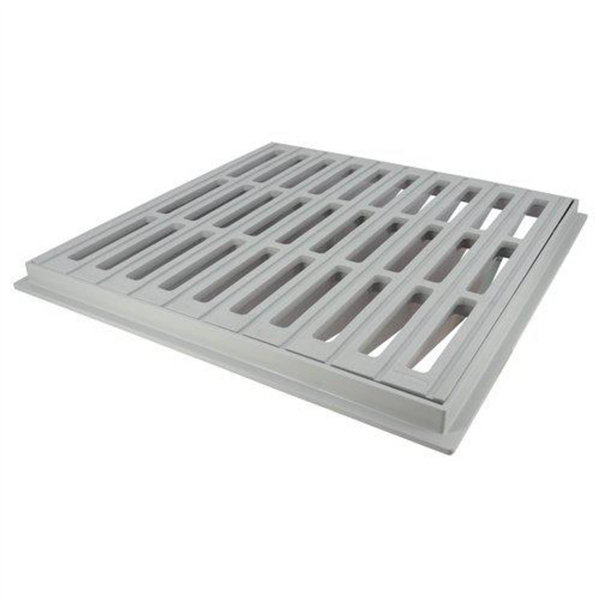 GRILLE DE SOL AVEC CADRE 400 X 400 GRIS CLAIR