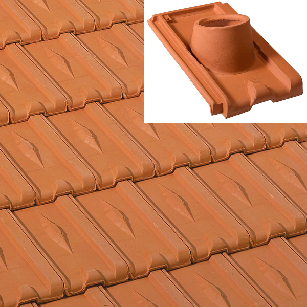 Tuile à douille Losangée Héritage en terre cuite - BMI Monier - Diamètre 120 mm - Rouge