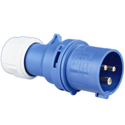 Fiche prolongateur mâle à 3 broches 2P+T en caoutchouc dur - 16 A - 250 V - norme P17