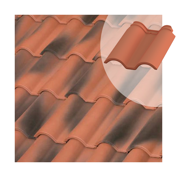 Tuile et demie en terre cuite TB-12 Tejas Borja pour rive droite  - coloris Nature rouge vieillie - 436 MM x 360 MM
