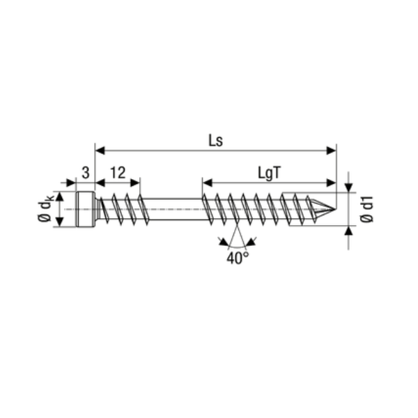 Vis de terrasse Torx T25 - filetage de fixation tête cylindrique en inox A4 - 6x60mm - Boîte de 100