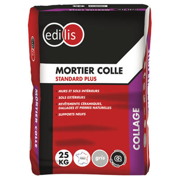 Mortier colle Edilis standard plus gris sac de 25 kg