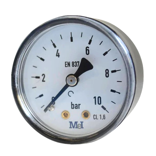 Manomètre 0/10 bars à prise arrière mesureur de pression - Noyon et Thiebault - M1/4" Ø 8 x 13 mm - Chromé