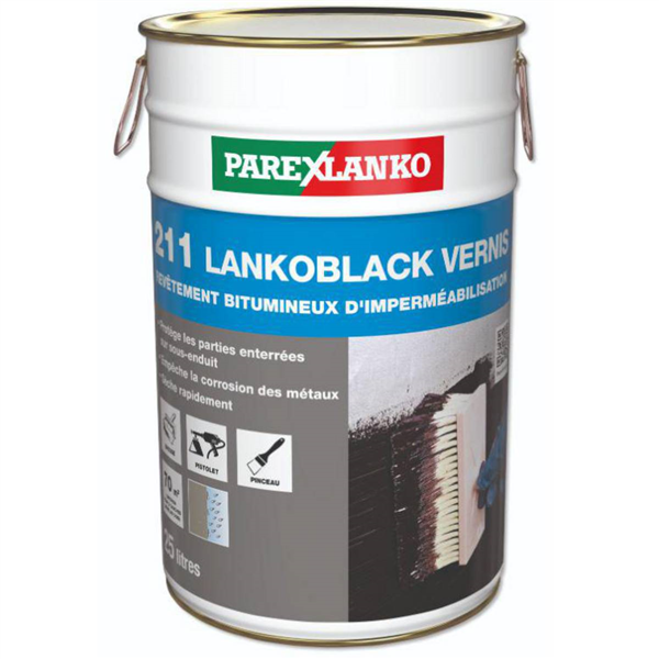 Revêtement bitumineux d'imperméabilisation 211 LANKOBLACK VERNIS Parexlanko Seau de 25 LTR