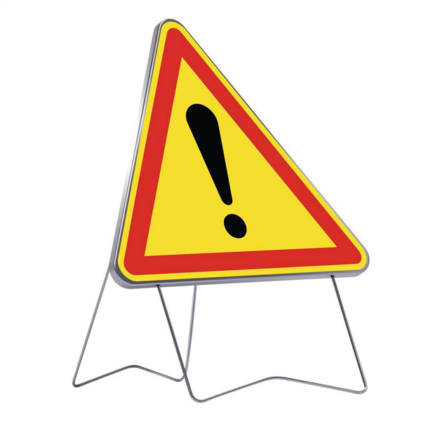 Panneau danger AK14 Classe 1 - Signalisation temporaire sur pieds - 700 mm
