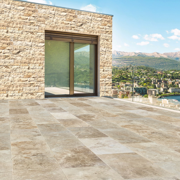 Dalle en pierre naturelle Travertin module 3 formats - Cappadoce Mix - ép. 1,20 CM