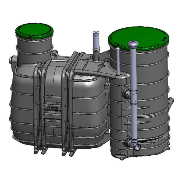 Fosse toutes eaux - Monoblock-2-4 V3 Biorock - sortie gravitaire - Capacité 4 E.H - 2000L