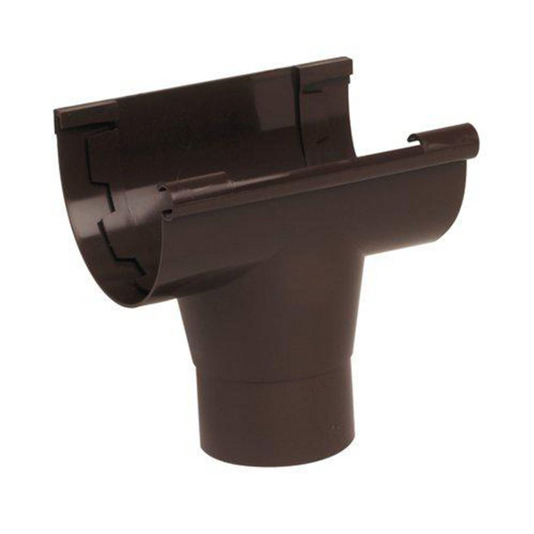 Naissance centrale à coller Nicoll NAC25M pour gouttière LG25 - Techtan - tube de descente de 80 mm - marron