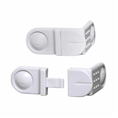 Bloque placard d'angle de sécurité - Fixation adhésive - Nordlinger Pro - Plastique blanc - Lot de 2