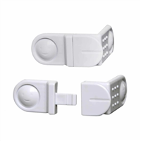 Bloque placard d'angle de sécurité - Fixation adhésive - Nordlinger Pro - Plastique blanc - Lot de 2