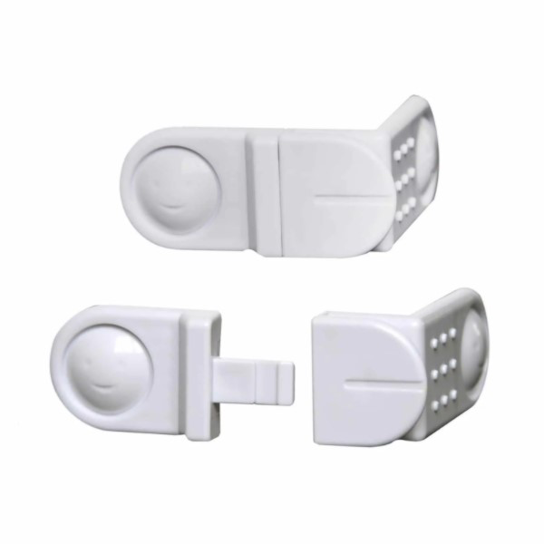 Bloque placard d'angle de sécurité - Fixation adhésive - Nordlinger Pro - Plastique blanc - Lot de 2