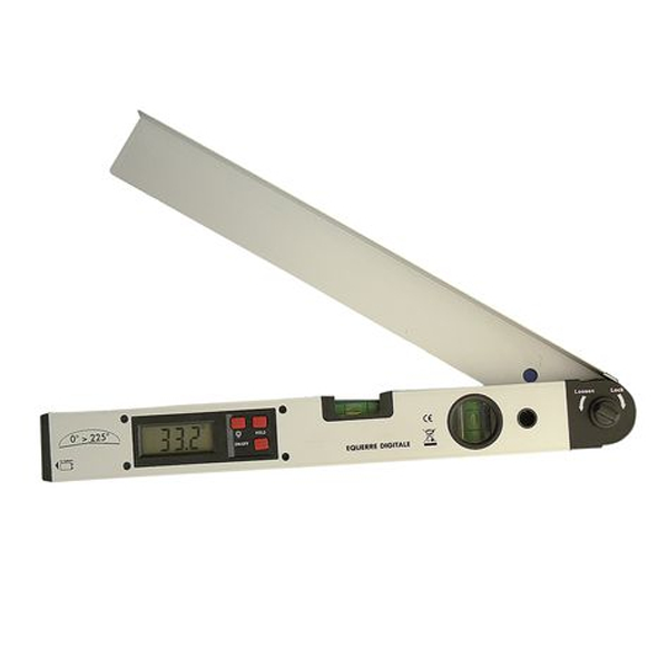 Mesureur d'angle digitale Wilmart - Ouverture 225° - Longueur 400 mm - Aluminium